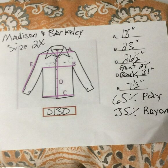 Madison & Berkeley Women's 2X Orange‎ Short Sleeve Graphic Top Blouse Boho Flowy - Picture 8 of 8